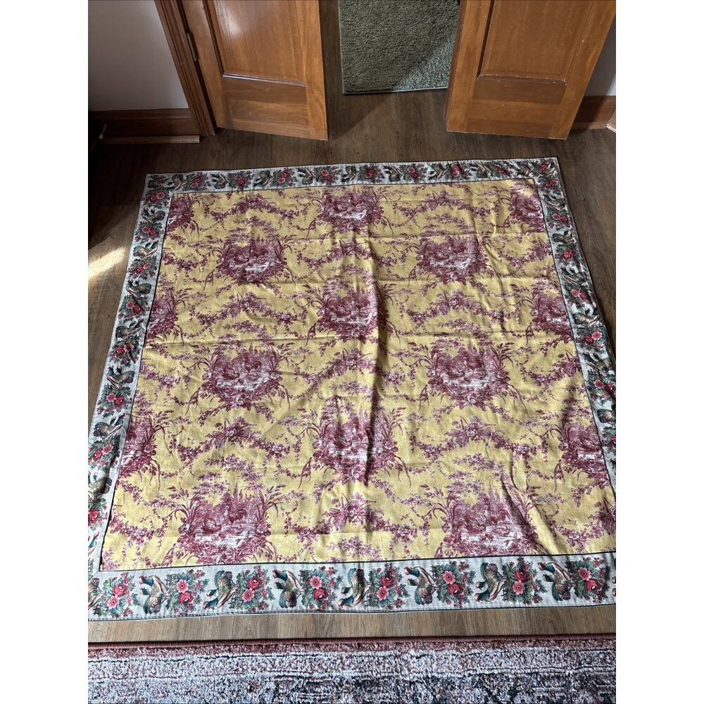 French Inspired Linen Table Cloth Or Hanging Heavy Material Size 61 X 61